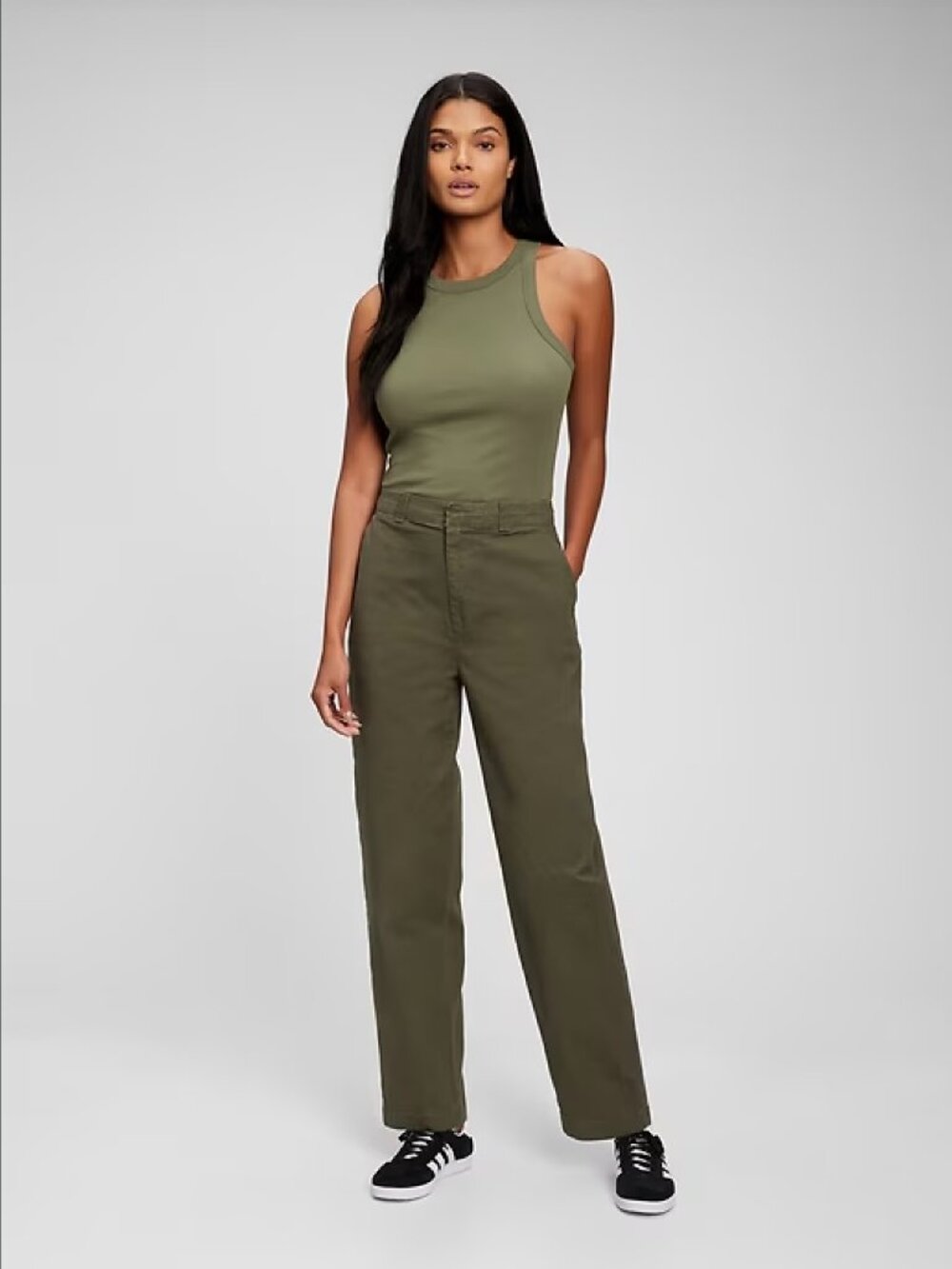 Gap Straight Up Khaki Straight Leg Pants Green Size 12